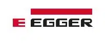 Logon von EGGER Laminat in weiss, schwarz und rot.