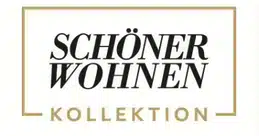 Logo von der Schoener Wohnen Tapeten Kollektion in schwarz und gold auf weissem Hintergrund.