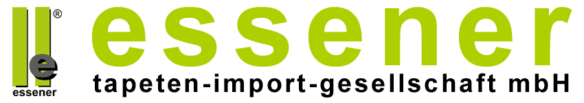 Logo von Essener Tapeten Import in grün, weiss und schwarz.